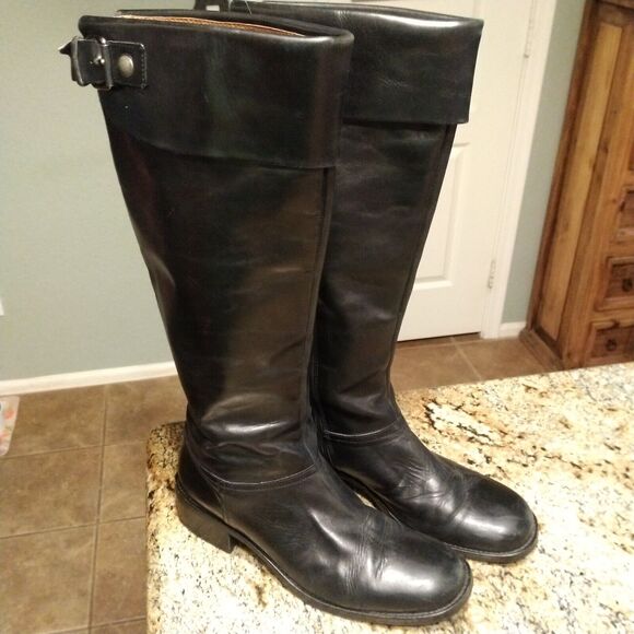 Jones Bootmaker Black Equestrian Riding Knee Booties Spain 9.5 Leather Heels Zip - Picture 6 of 12